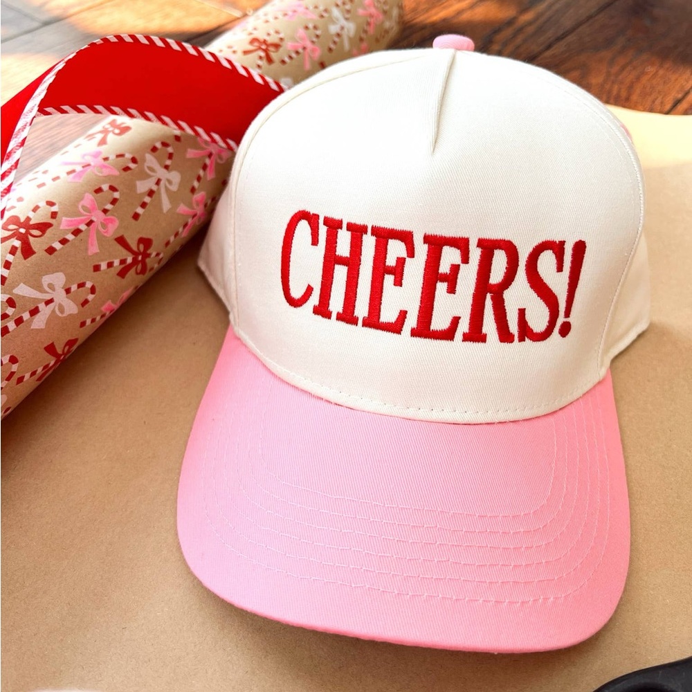Pink and White 'Cheers!' Snapback Hat